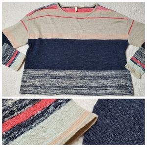 Anthropologie Moth Samedi Pullover Striped Linen Blend Sweater Size M/L